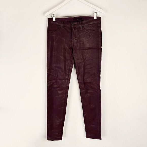J Brand Burgundy Coated Denim Super Skinny Jeans - Picture 2 of 9
